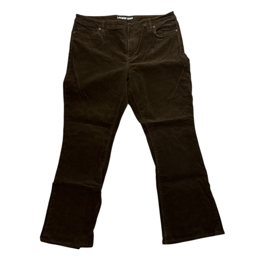 Lands' End Chocolate Brown Mid Rise Boot Cut Corduroy Pants Size 18